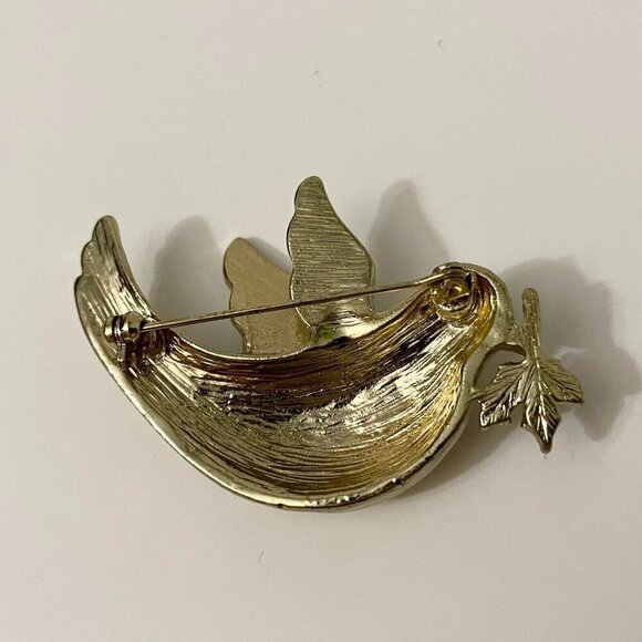 Vintage Christmas Peace Dove Brooch Pin - Picture 4 of 12